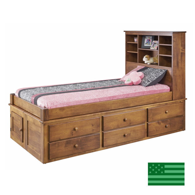 Amish 6 Drawer Captain's Bed